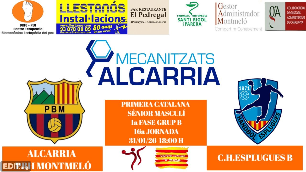 Alcarria PBH Montmeló - CH Esplugues B, Sènior Masculí, 1a Catalana, 31/01/2026