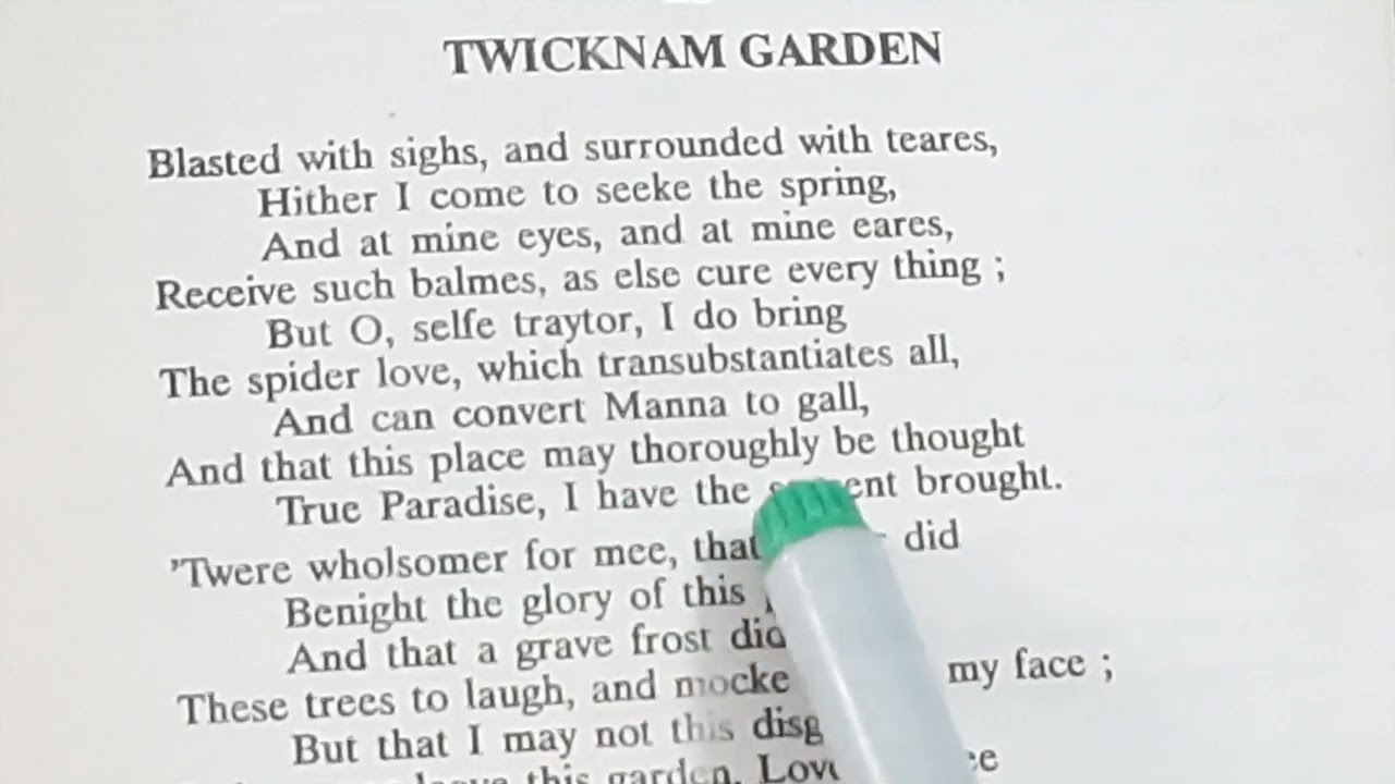 'Twicknam (Twickenham) Garden' by John Donne fully explained in Hindi by Sulekha Jadaun