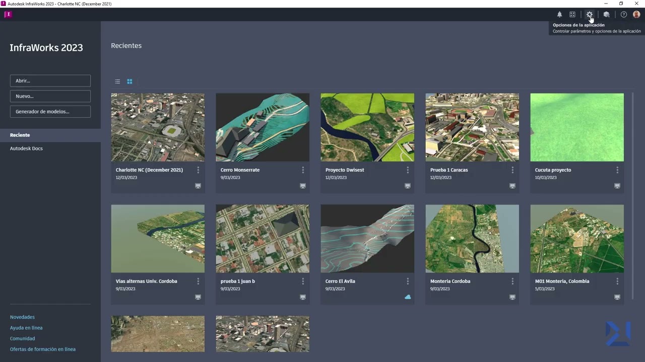 1  Interfaz de trabajo de INFRAWORKS