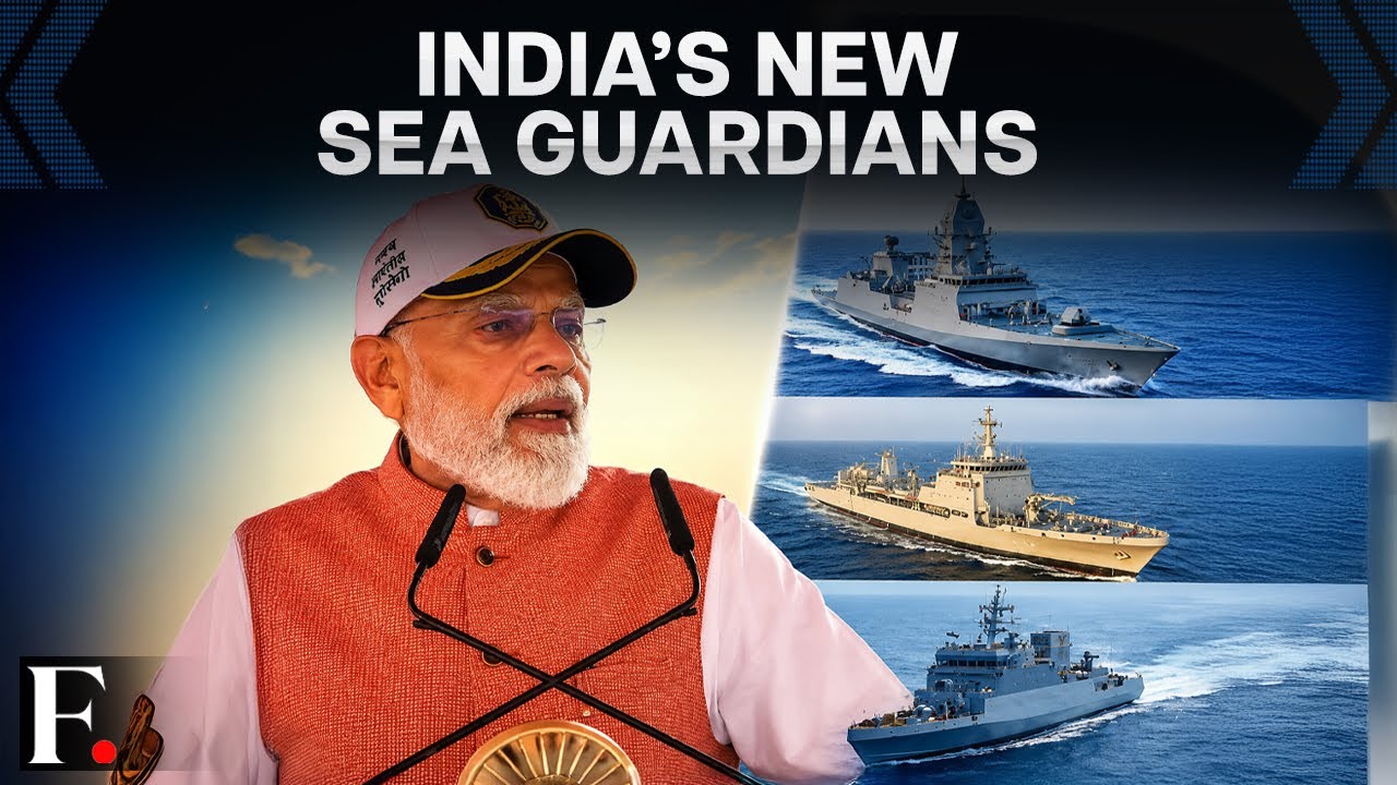 PM Modi Commissions INS Dunagiri, INS Sanshodhak, and INS Agray | FP Video