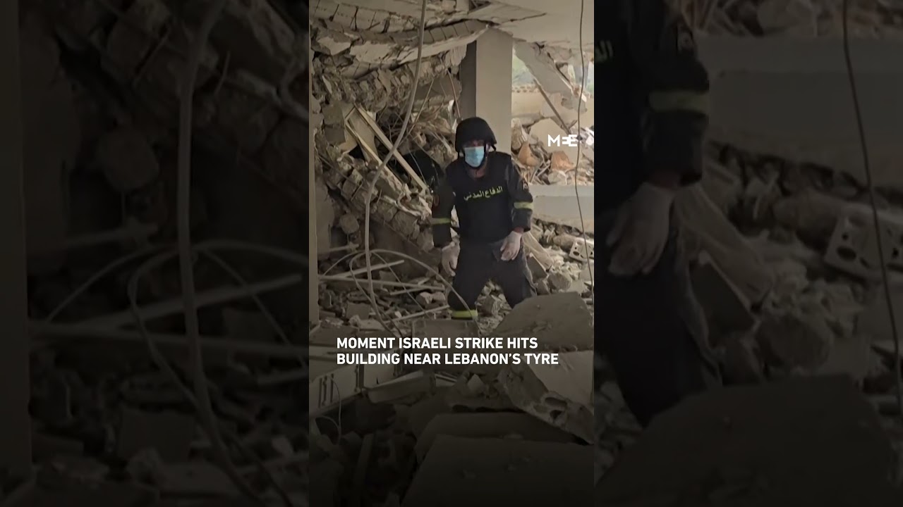Moment Israeli strike hits building near Lebanon&rsquo;s Sour