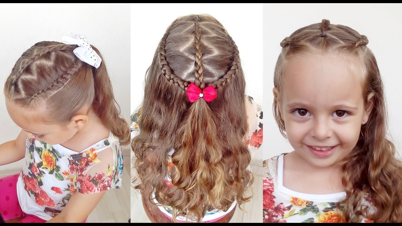 Penteado Infantil arco trançado em zig zag para cabelo meio preso ou com amarração