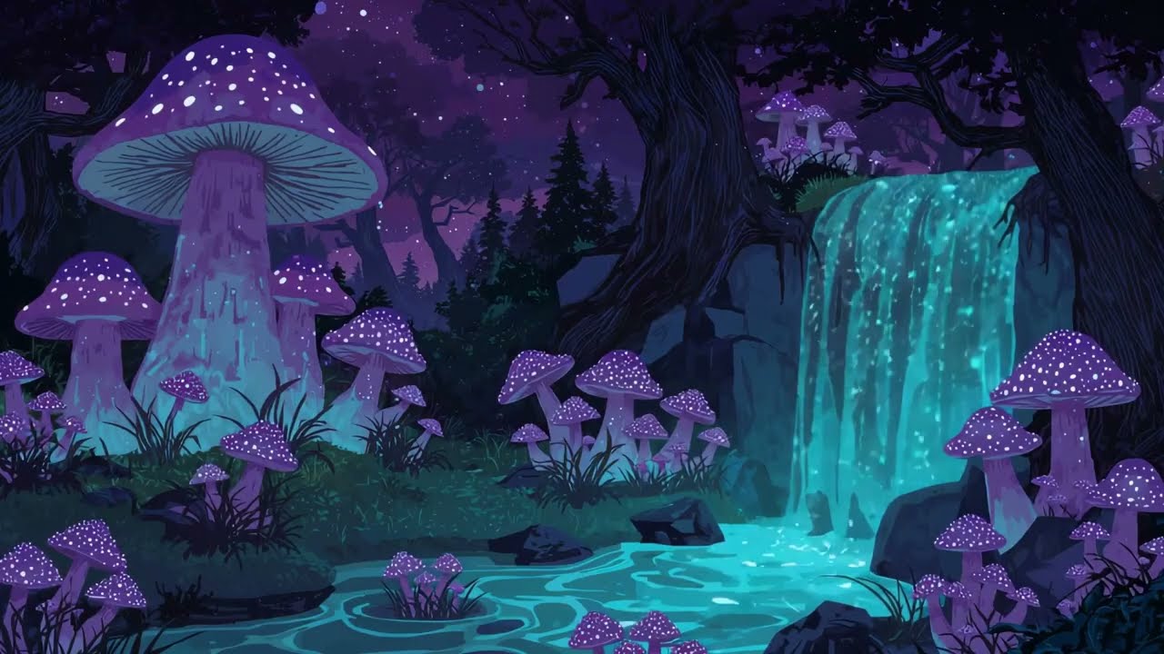 Mystical Mushroom Waterfall 🍄💧 Relaxing Fantasy Water Sounds