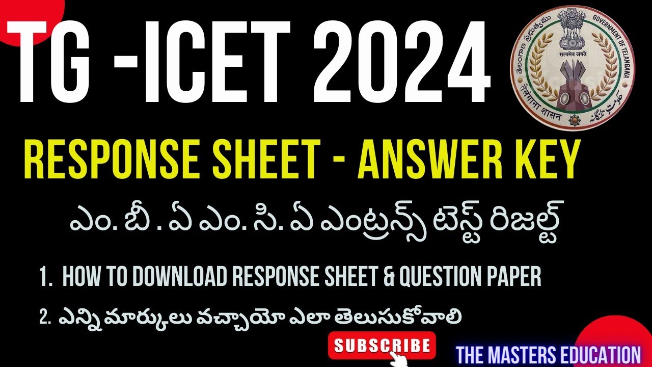 TSICET TG ICET 2024 ENTRANCE TEST RESULT RESPONSE SHEET ANSWER KEY MBA MCA ENTRANCE TEST 2024 MARKS?