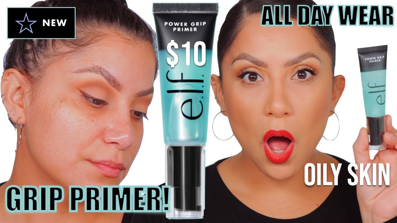 E.L.F. COSMETICS POWER GRIP PRIMER + ALL DAY WEAR TEST *oily skin* | MagdalineJanet