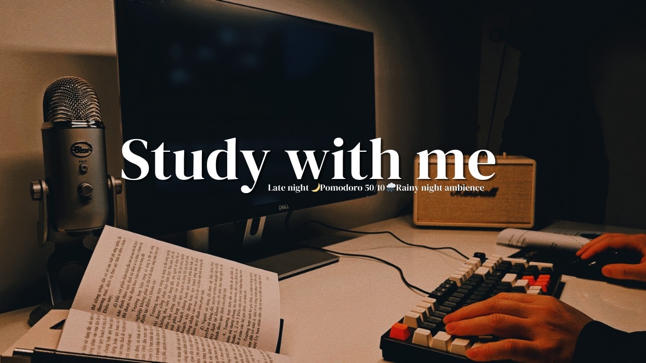 Studying Alone at Night While It Rains (Study with me)