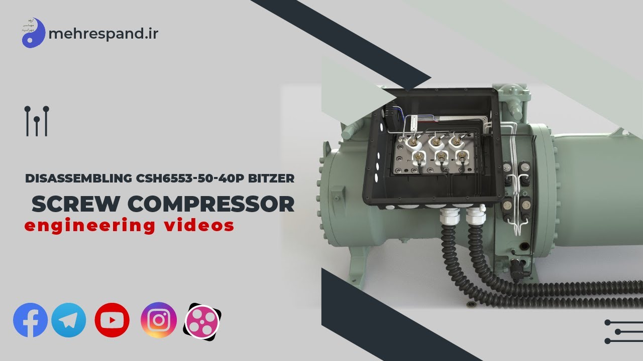 Disassembling CSH6553-50-40p Bitzer screw compressor دمونتاژ کمپرسور بیتزر اسکرو(OVERHAULING)