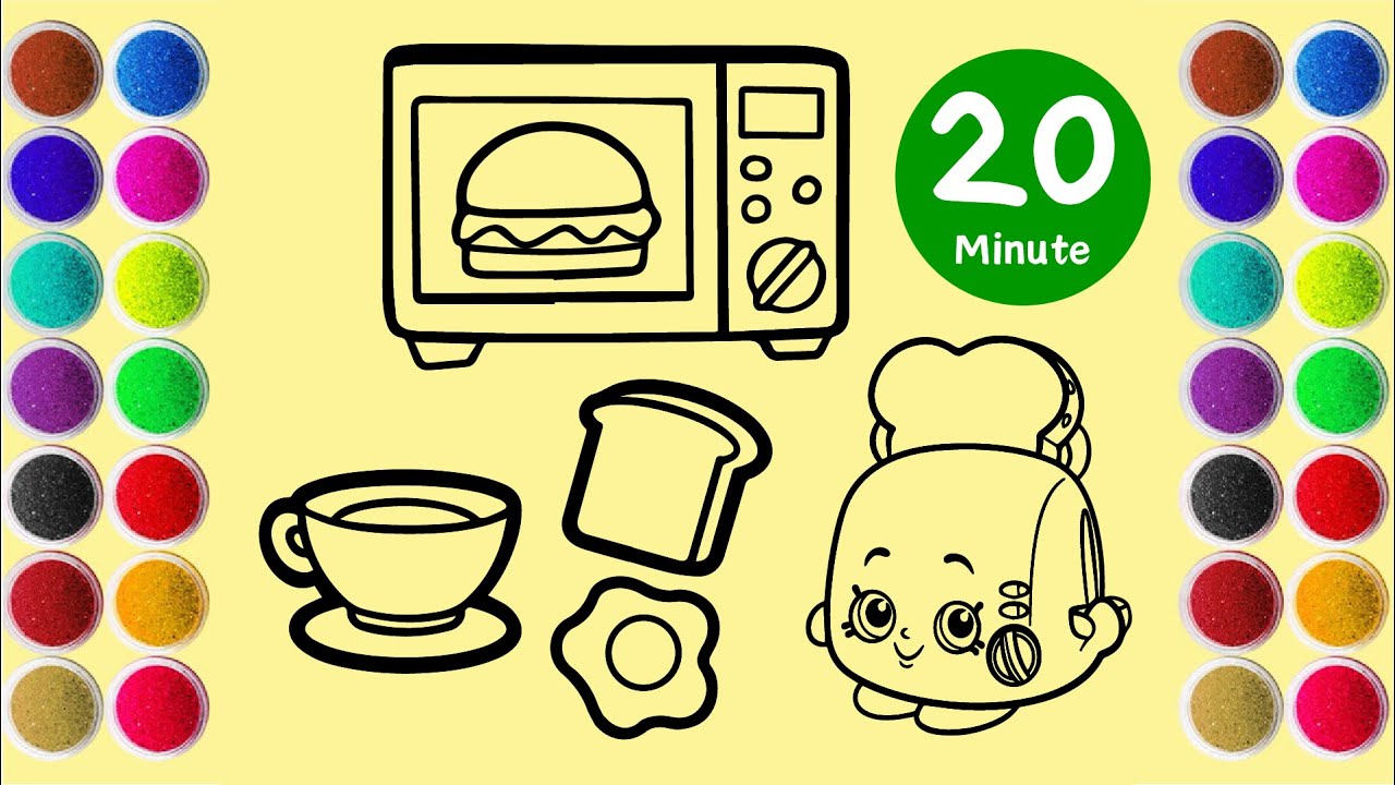 Special 20 Minute | Coloring Microwave, Fried Eggs and Bread Using Colored Sand | Sand Painting