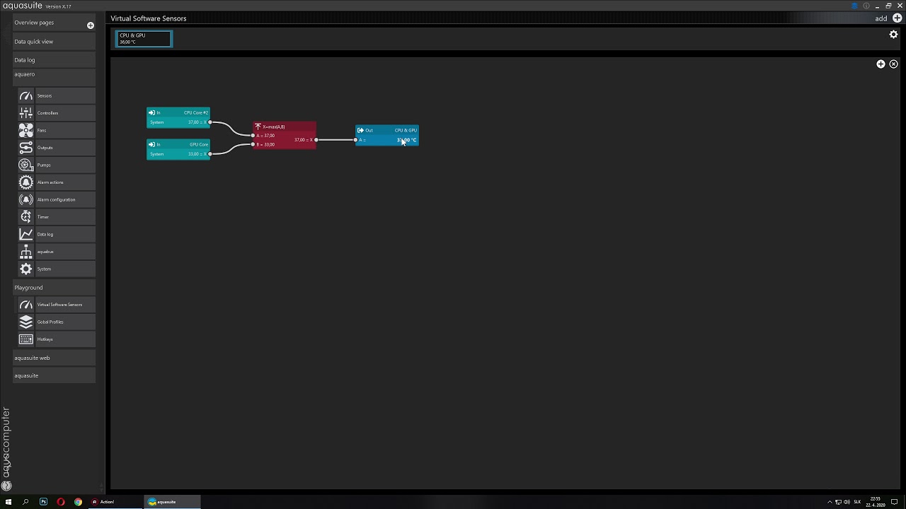 Aquasuite X.17 guide - How to create virtual temperature sensor using Playground feature