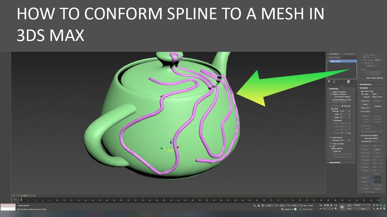 3d Studio Max Conform Spline to a surface