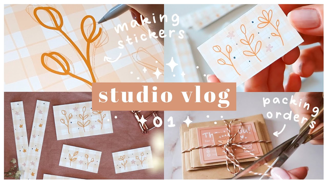 studio vlog 01 🌼 | making stickers & packaging orders for my etsy shop