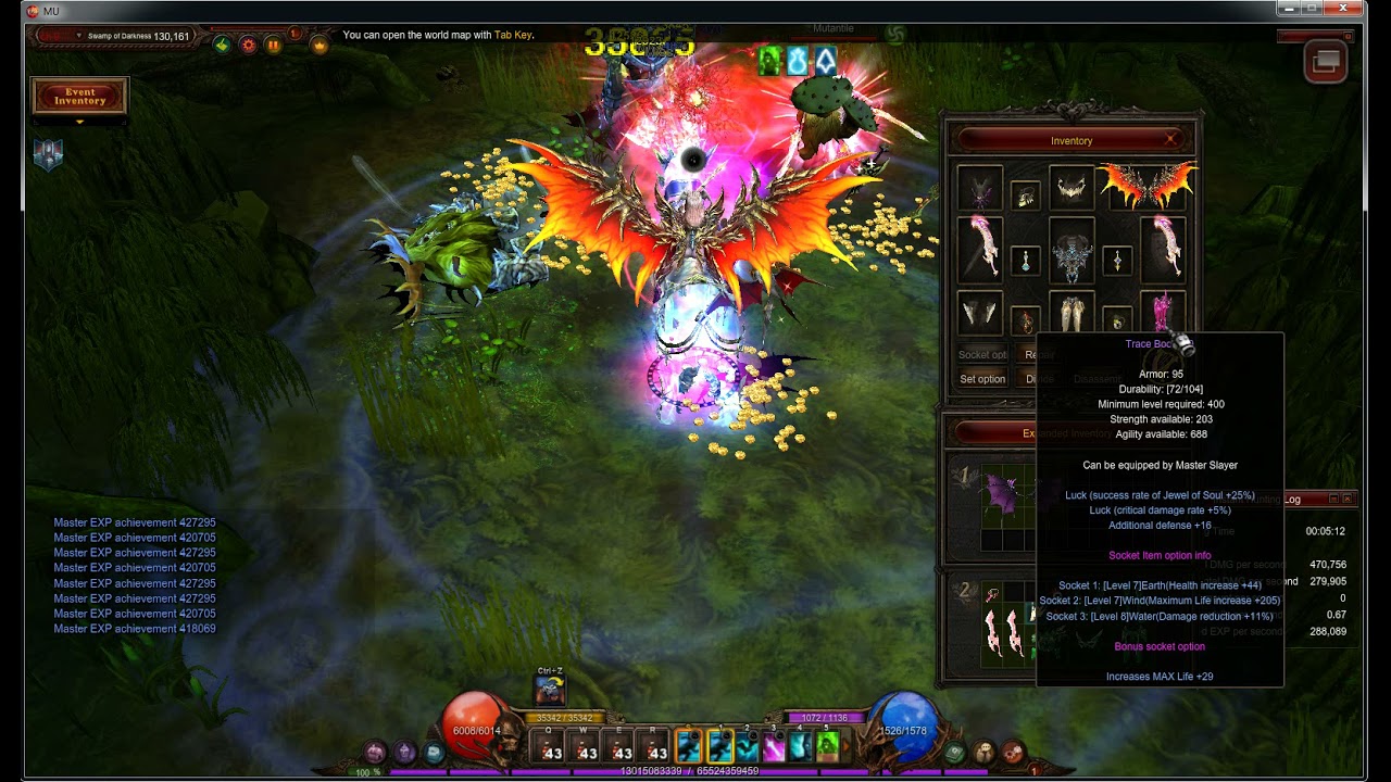 Slayer Darkangel LvL 955 Solo Swamp of Darkness - Mu Online Webzen S15.2