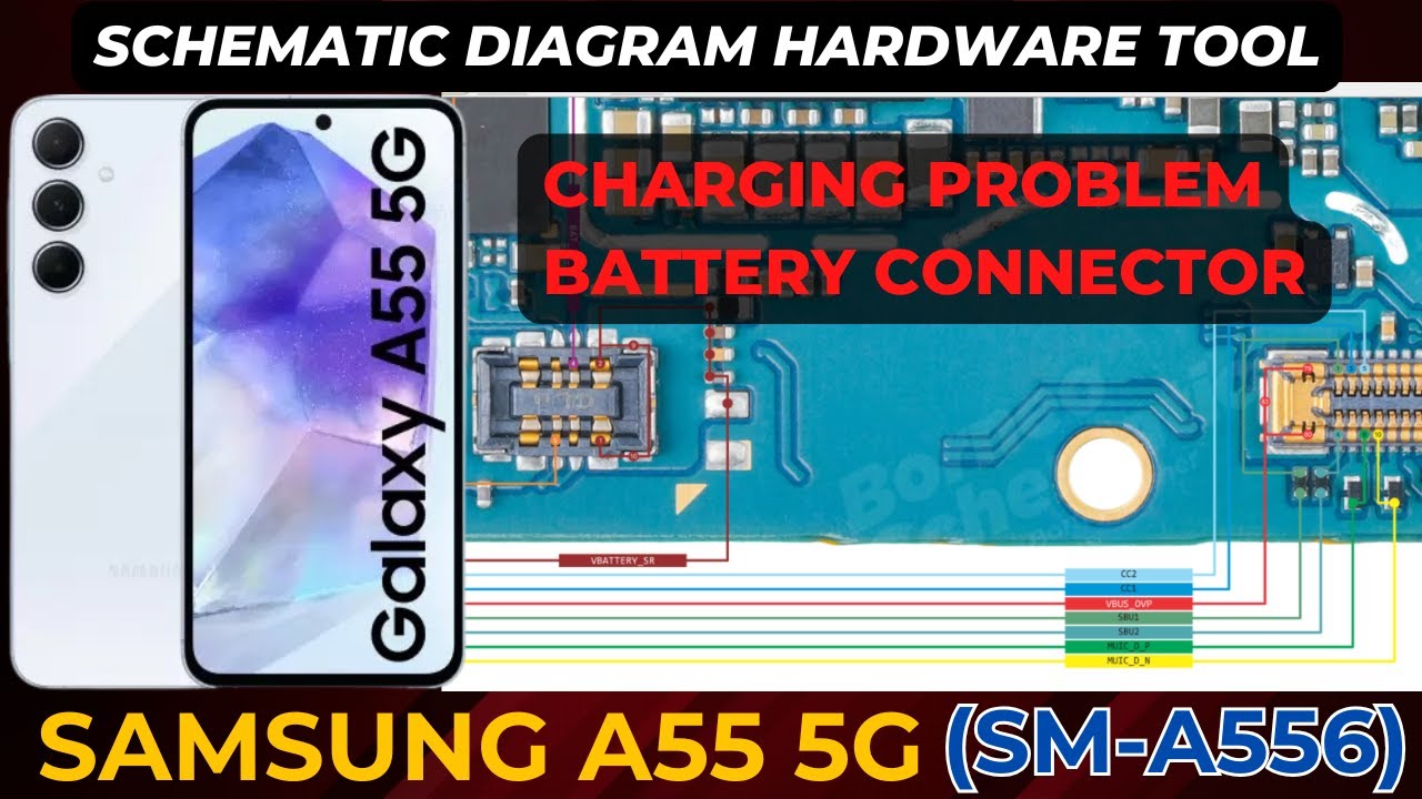 Samsung A55  sm-a556 charging not working | battery connector ways Schematic Diagram | DMR SOLUTION