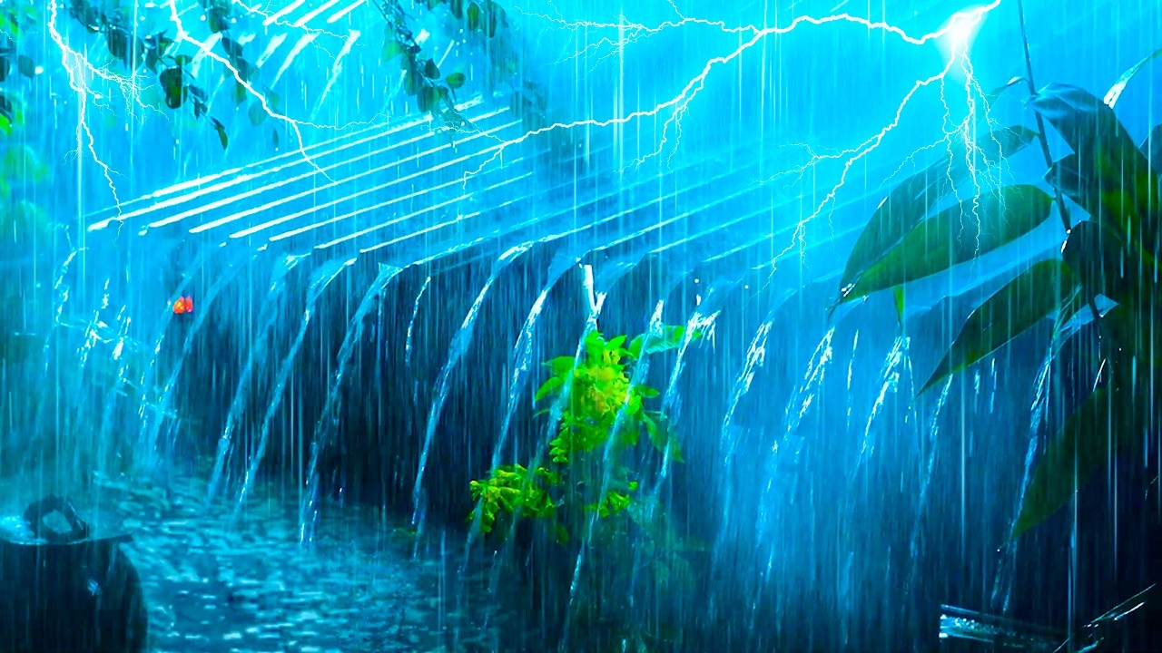 Sleep Soundly All Night with Pounding Rain, Splashing Sounds & Powerful Thunder on a Tin Roof