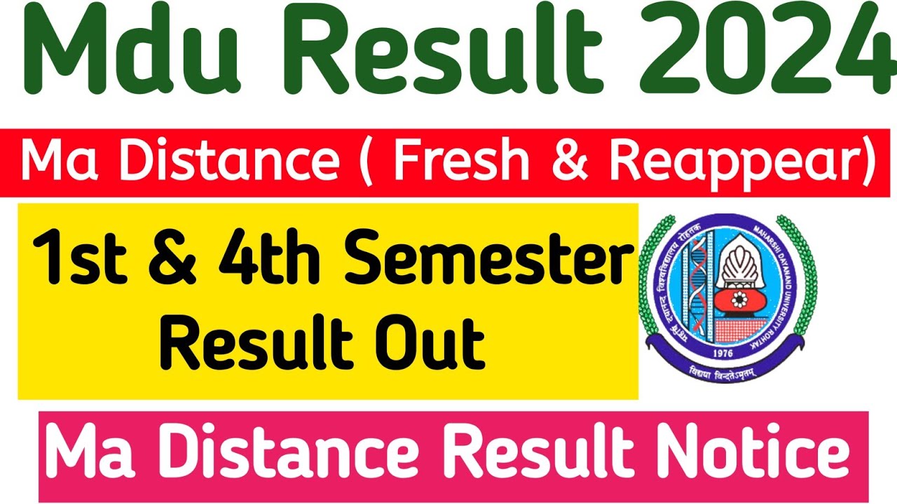 Mdu Ma Distance Result Out 2024 | Mdu Ma Distance Reappear result out 2024 | Mdu Ma Result Notice