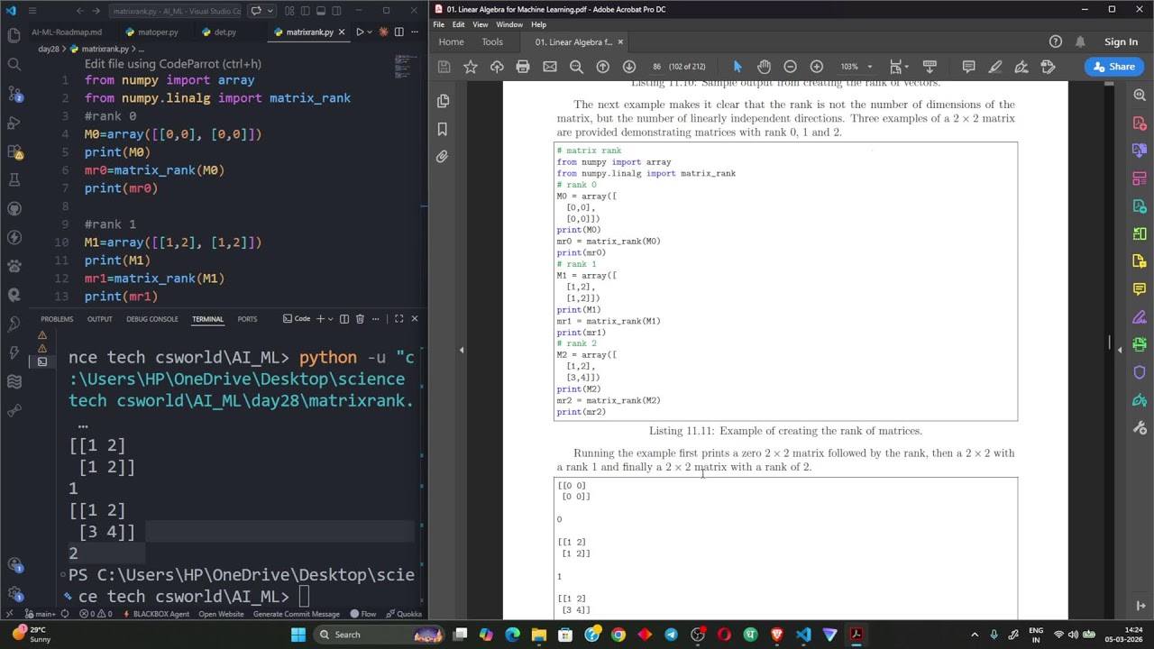 Learning AI From Zero –Vector & Matrices | Live Study With Me | Day 28