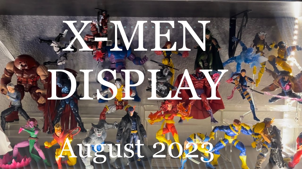 Marvel X-Men collection display with a mix of legends, revoltech, and Mafex. August 28, 2023 display