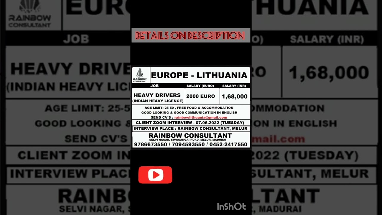Europe Lithuania job vacancy for heavy drivers