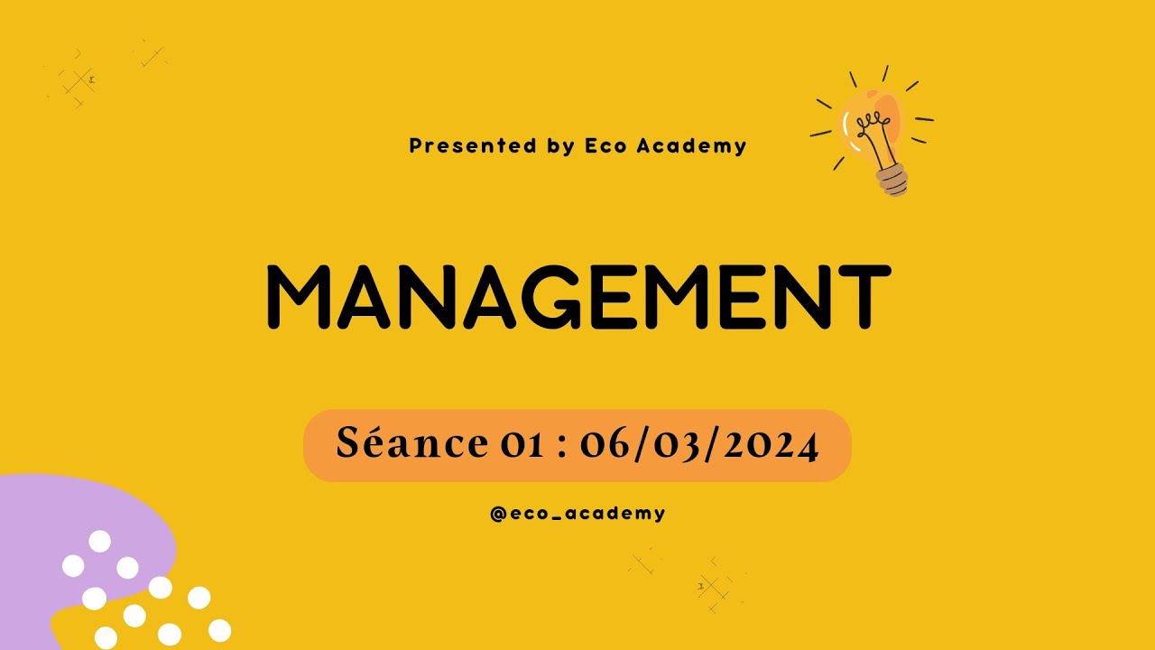 Management S2 séance 01 : Introduction générale