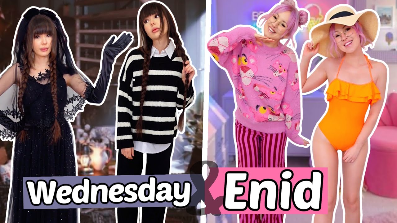 Wednesday und Enid in Reallife 🖤 Outfits tauschen | ViktoriaSarina
