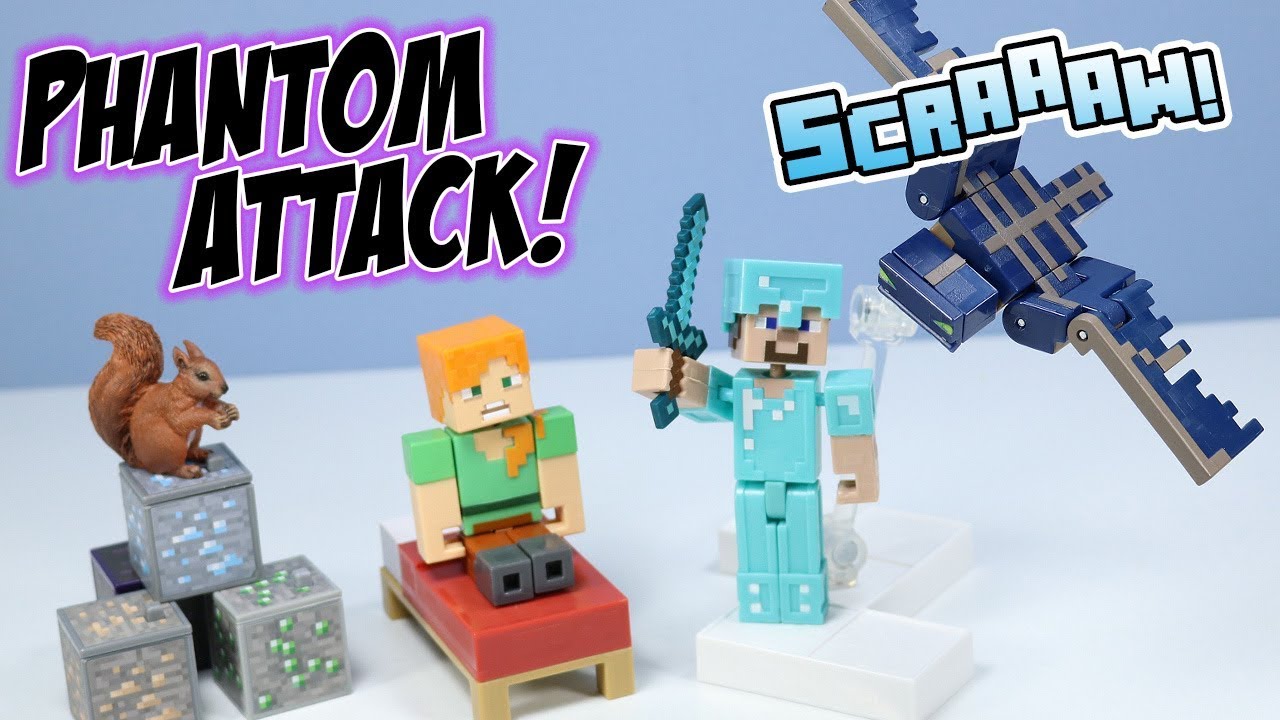 Minecraft Toys Comic Maker Phantom and Alex & Steve in Diamond Armor Mattel