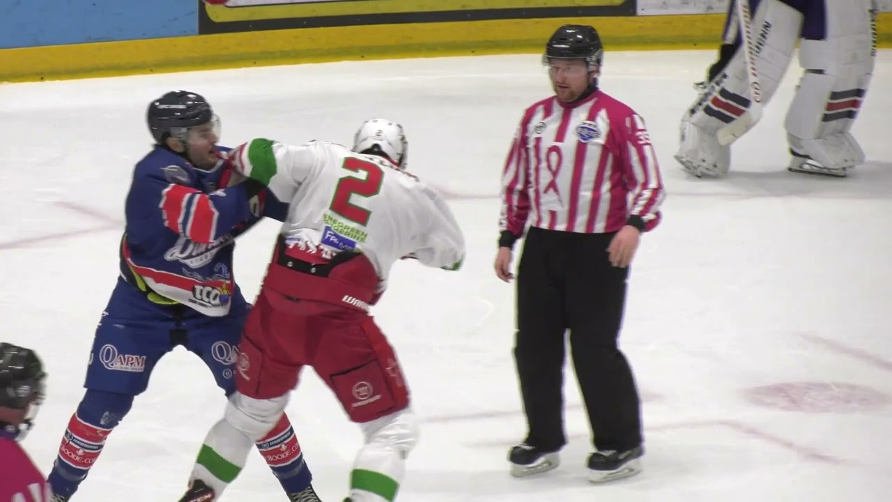 Xavier Pouliot vs Andrew MacWilliam EIHL fight 30-3-25