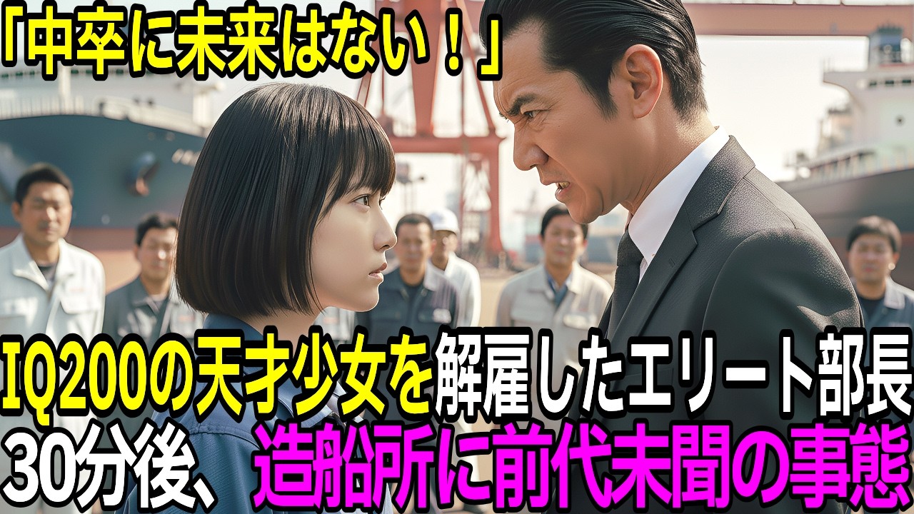 「中卒に未来はない！」とIQ200の天才少女を解雇したエリート部長。わずか30分後、造船所を揺るがす信じられない事態が発生し…！【感動する話】【朗読】