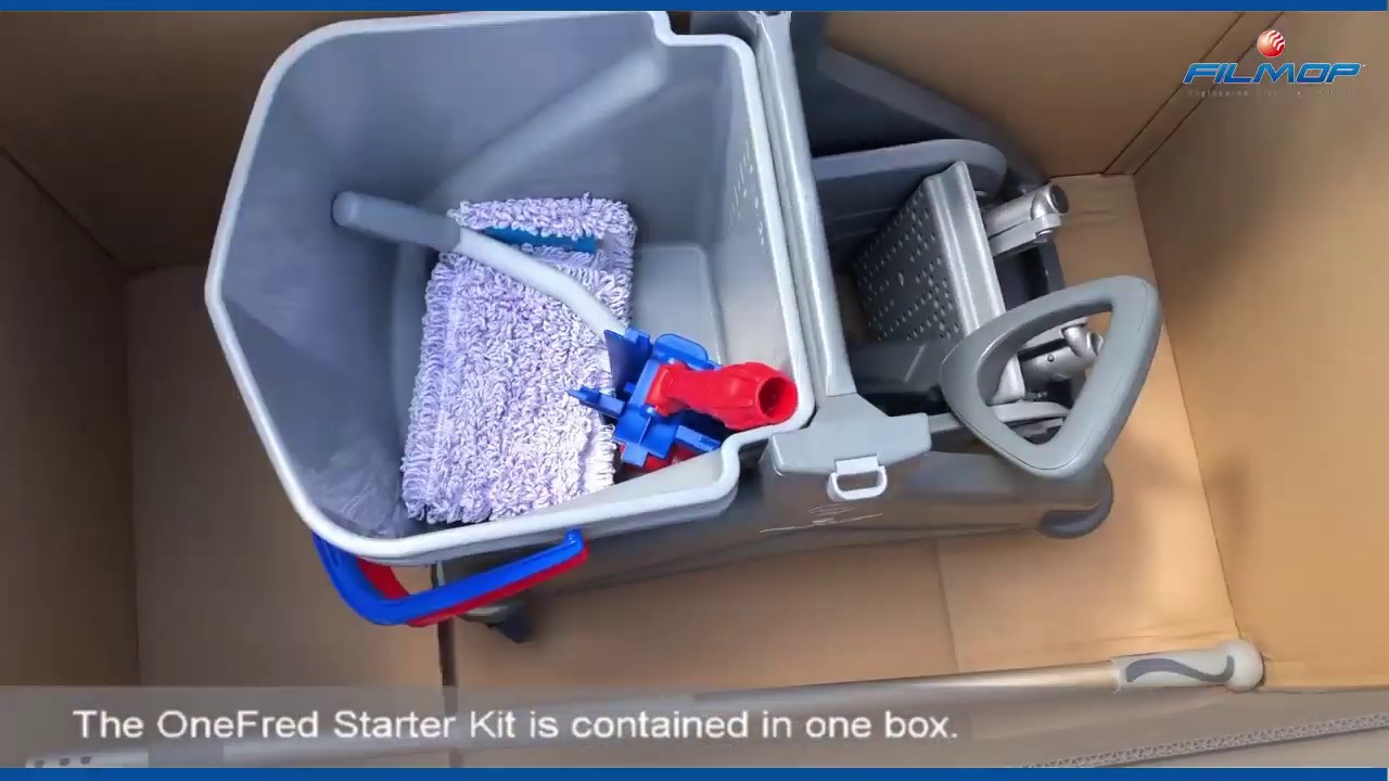 Filmop OneFred Double Bucket + Spin-n-Drop Mopping System: Assembly + Operation