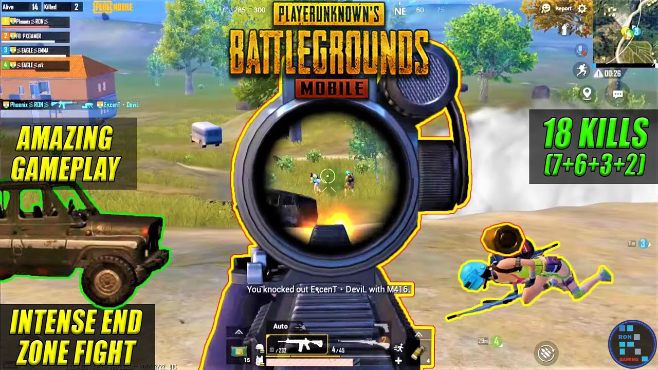 PUBG MOBILE | Intense End Zone Fight With 18 Kills Chicken Dinner