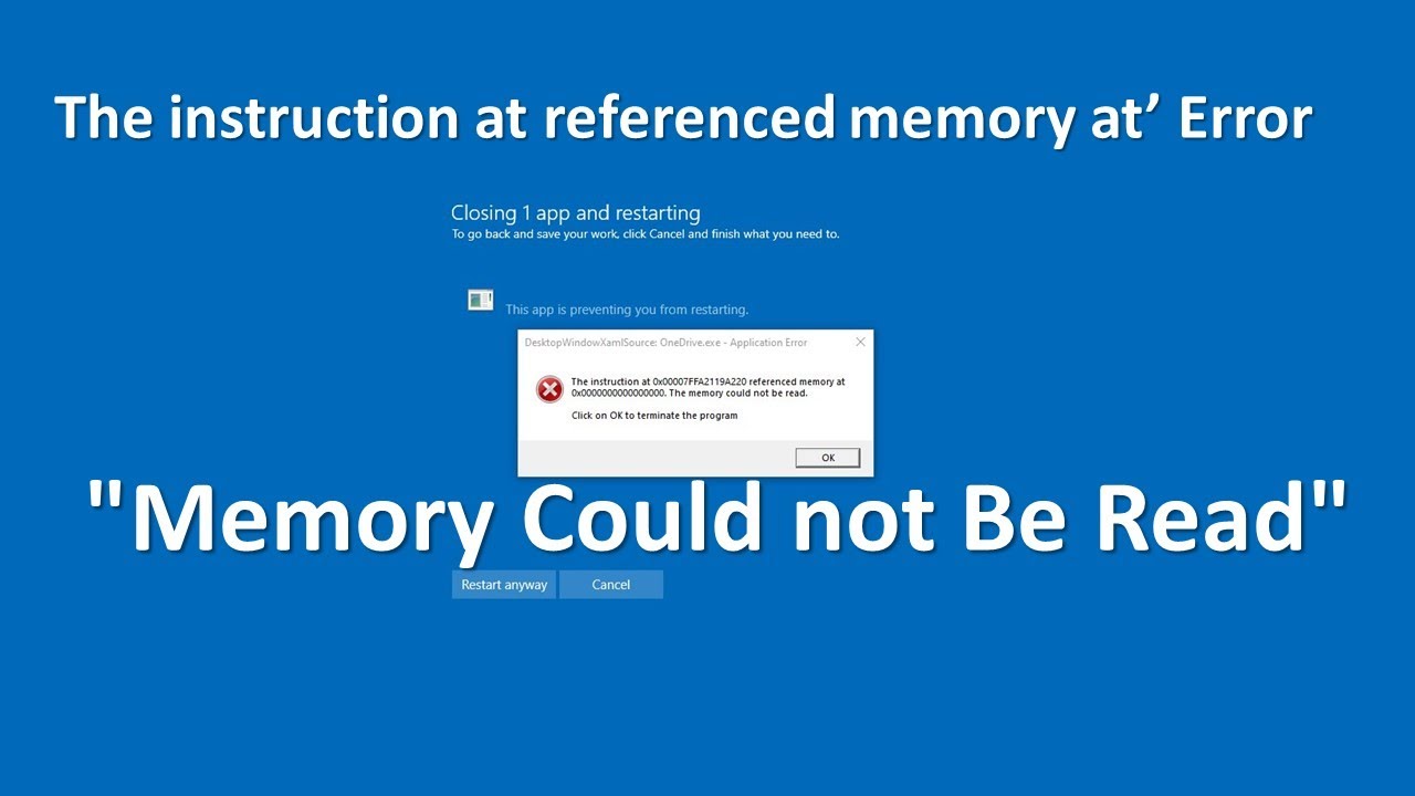 Инструкция по адресу Referenced Memory не может быть прочитана или записана | 8 решений для испра...