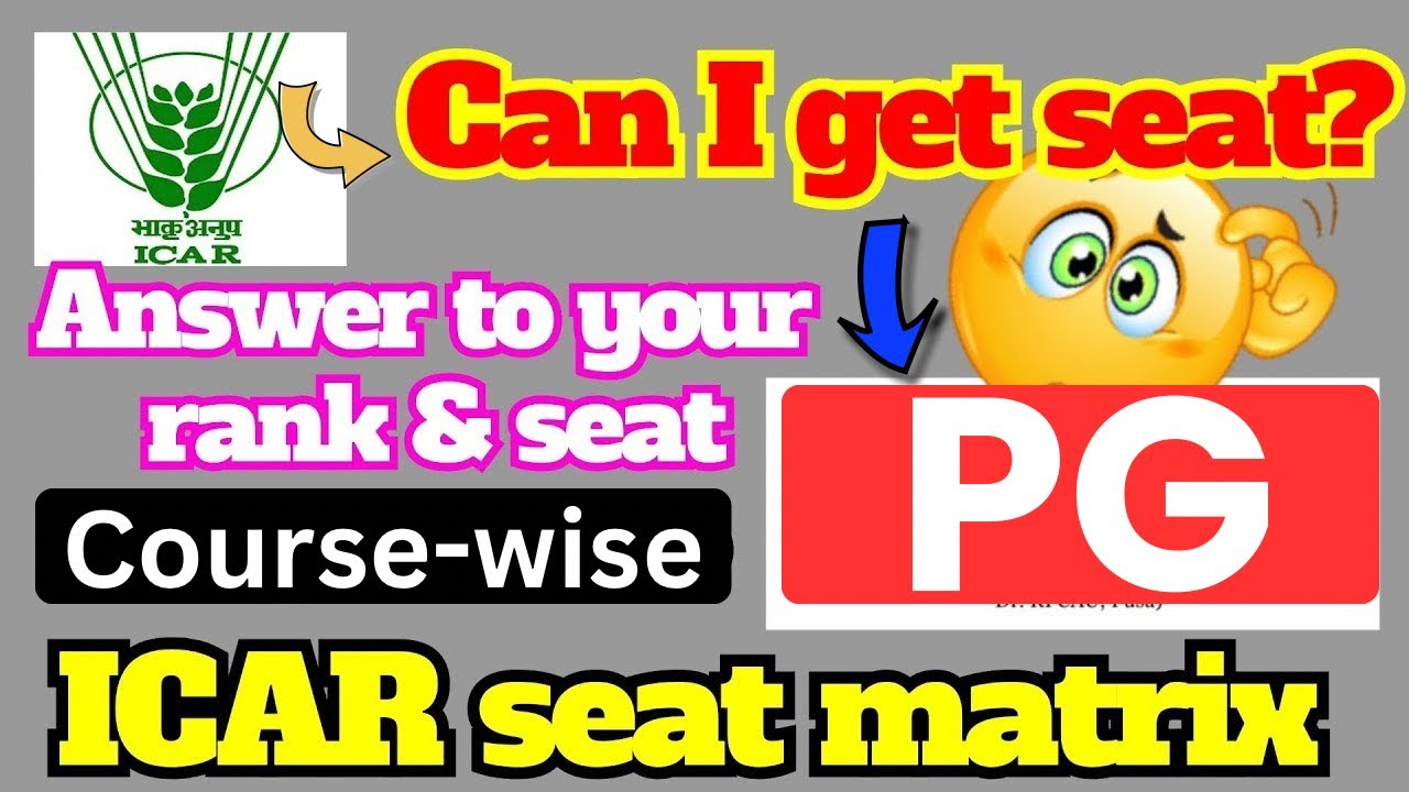 ICAR sear matrix PG 2025-26 #JRF #SRF #ICAR | collegewise seat matrix 