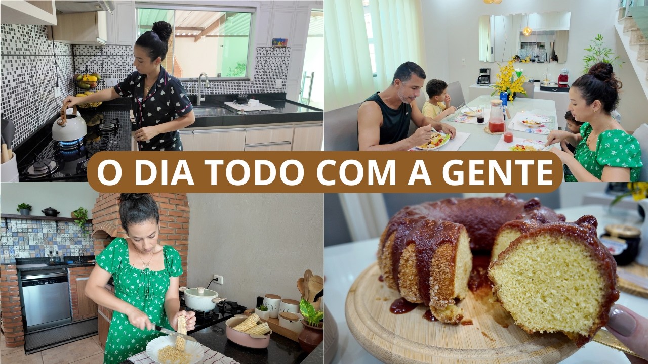 DIA DE MÃE E DONA DE CASA, ORGANIZAÇÃO RÁPIDA, ALMOÇO SIMPLES, FIZ BOLO DE FUBÁ COM GOIABADA