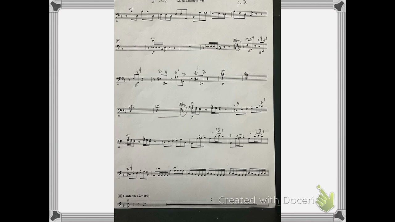 Allegro Moderato cello playing test 39-57