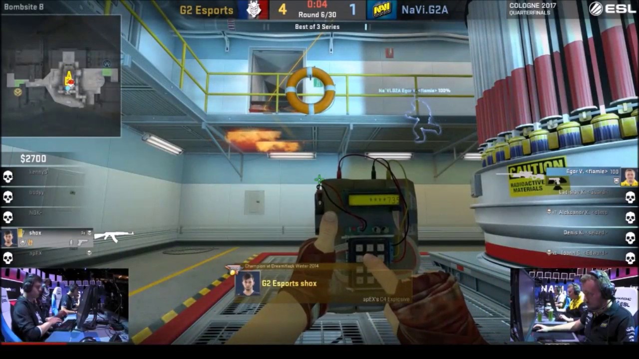 G2 ESPORTS SHOX INSANE 1HP 1V3 CLUTCH VS NAVI @ ESL COLOGNE 2017
