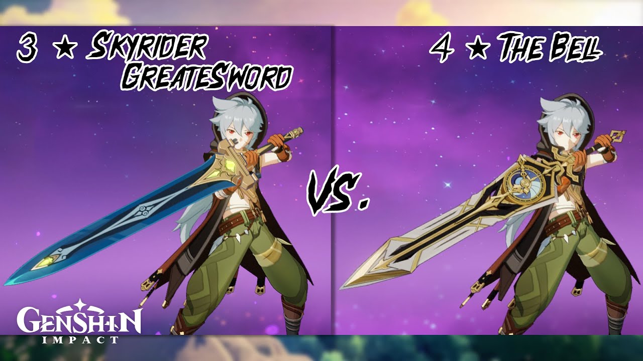 Razor Dmg Test: 3 ★ Skyrider Greatsword (Refined 5x) VS. 4 ★ The Bell