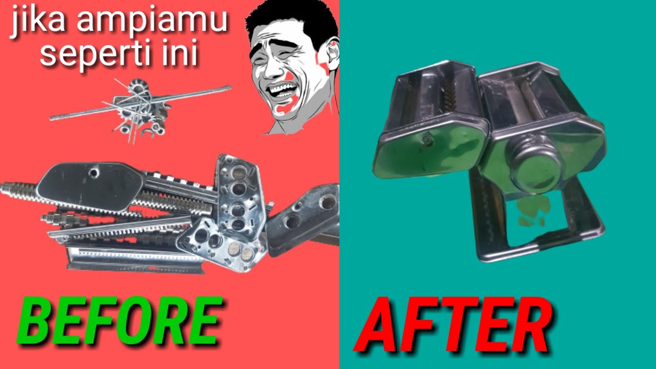 Cara memperbaiki ampia/alat penggiling adonan mie yang rusak parah