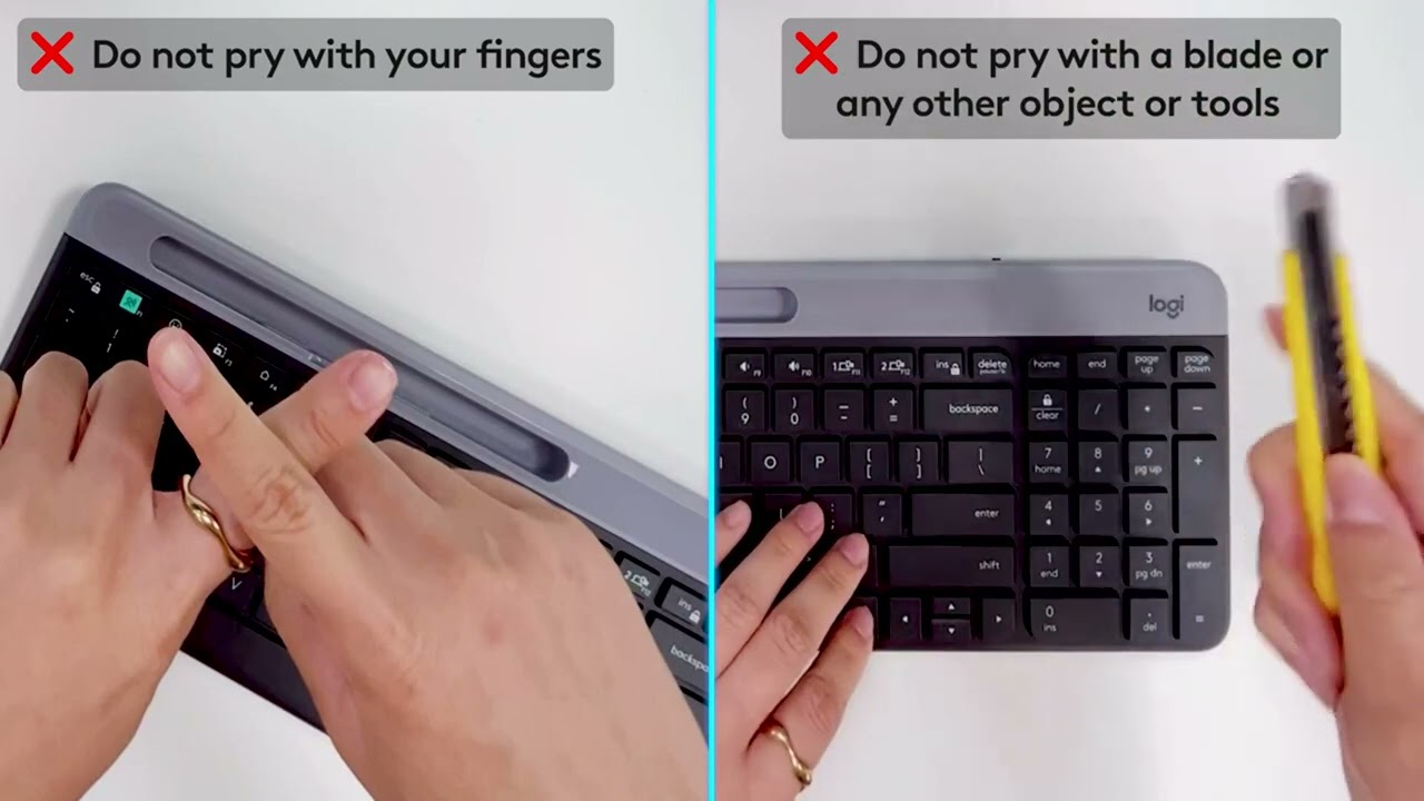 Logitech K585 Multi-Device Slim Wireless Keyboard, Built-in Cradle for Device; for Laptop, Tablet