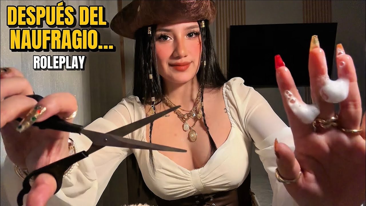 ASMR Roleplay PIRATA 🤎(Curación + Limpieza facial y corte de cabello) ✂️
