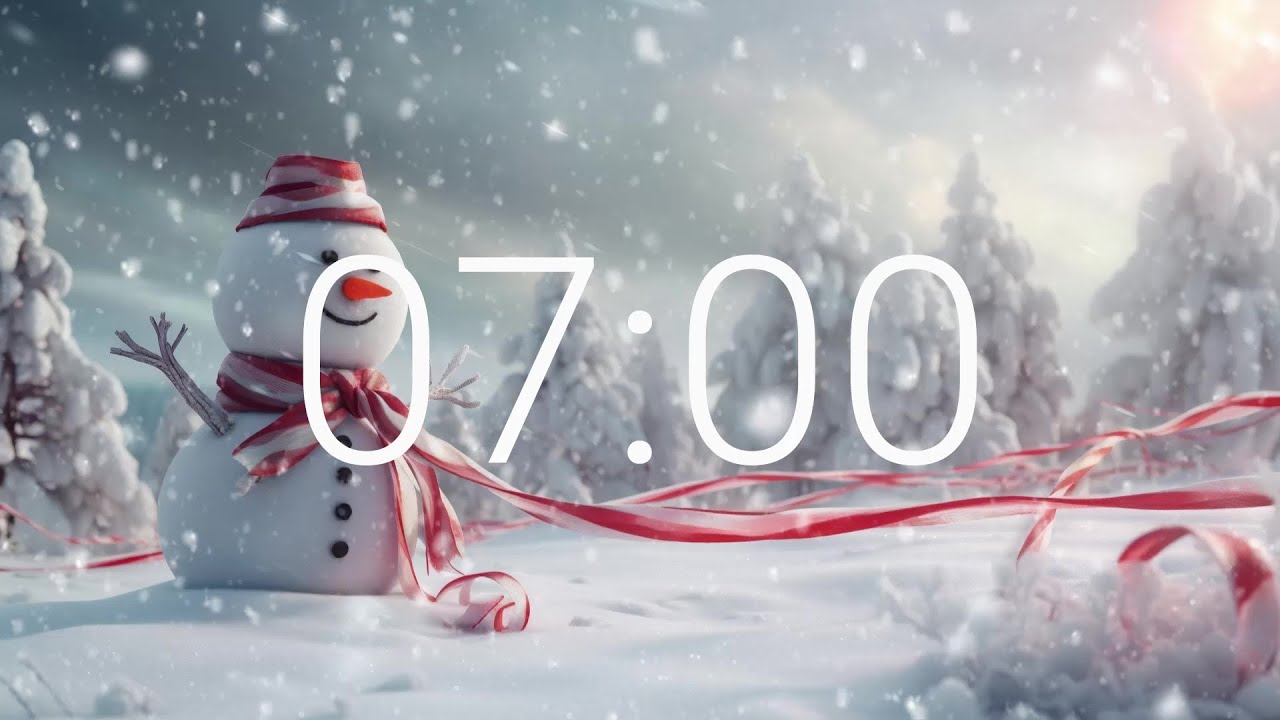 7 Minute Winter snowman Timer with relaxing music and alarm