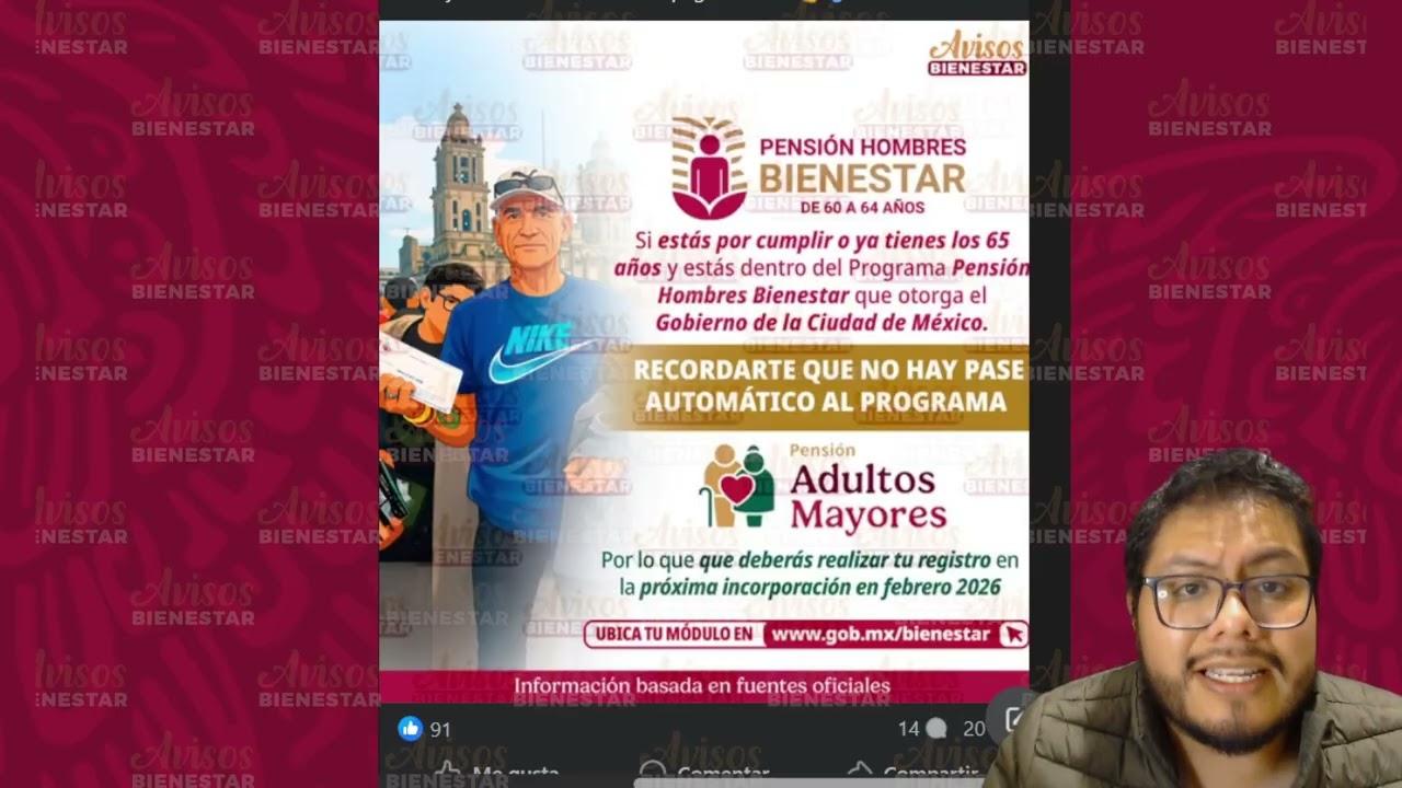 &iexcl;PENSION HOMBRES BIENESTAR! de 60 a 64 a&ntilde;os, no hay pase automatico a la pension adultos mayores