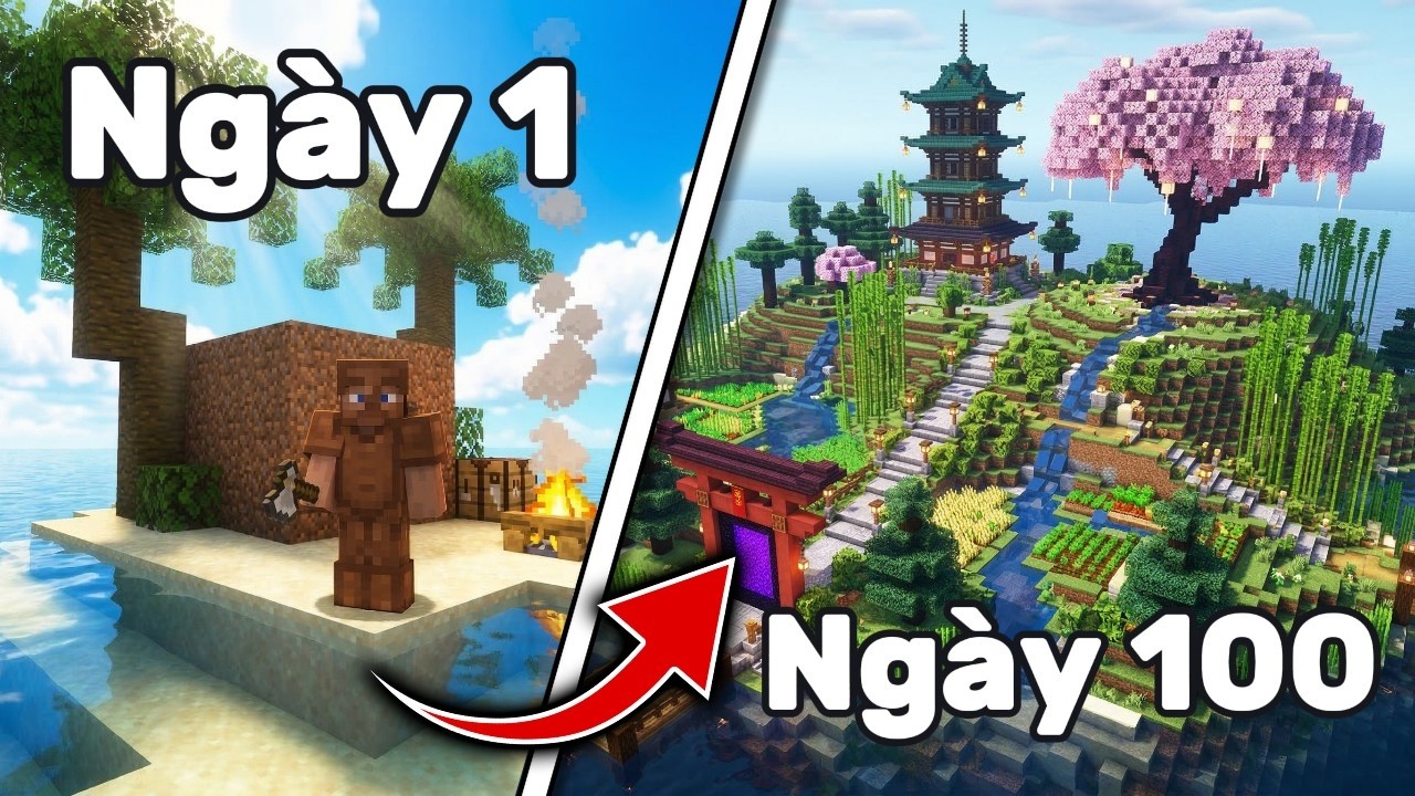 Tôi đã sống sót 100 ngày trên một hòn đảo hoang trong Minecraft Hardcore 1.20