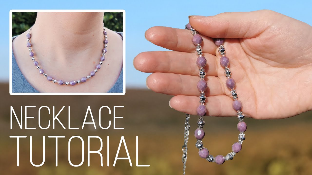 Easy Beginners Beaded Necklace with Czech Glass and chain | How to make a beaded necklace tutorial