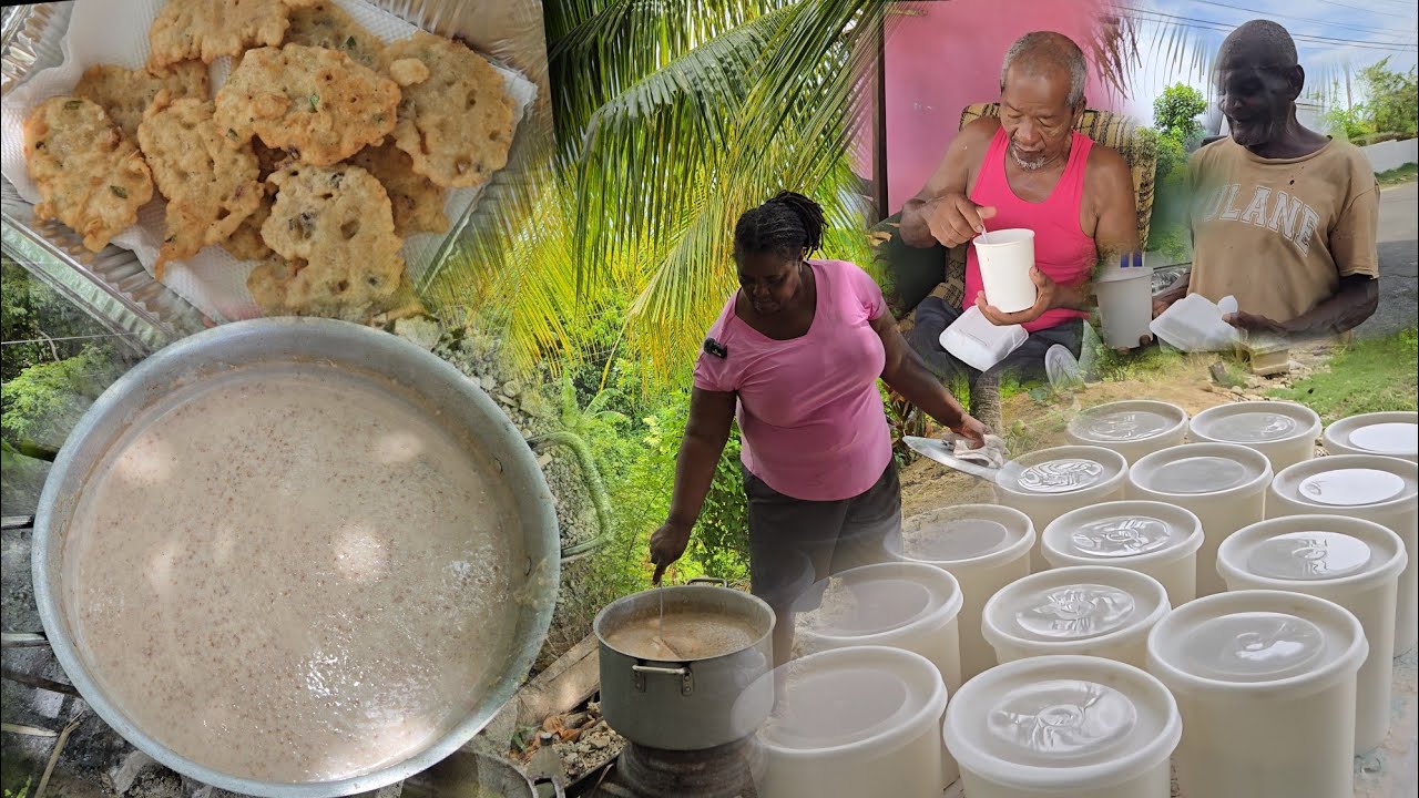Raisins saltfish tuna flitters | peanut and bulgur porridge cooking for the elderly in our community