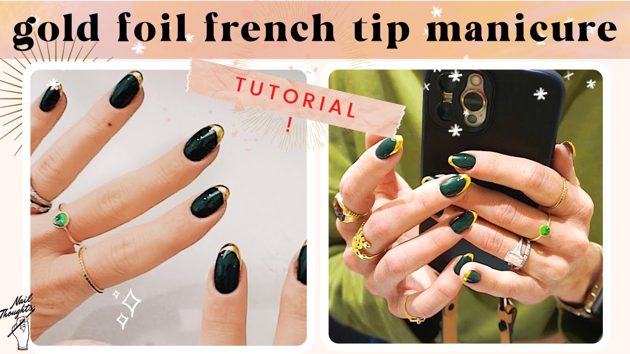 gold foil French tip gel manicure (start to finish!)