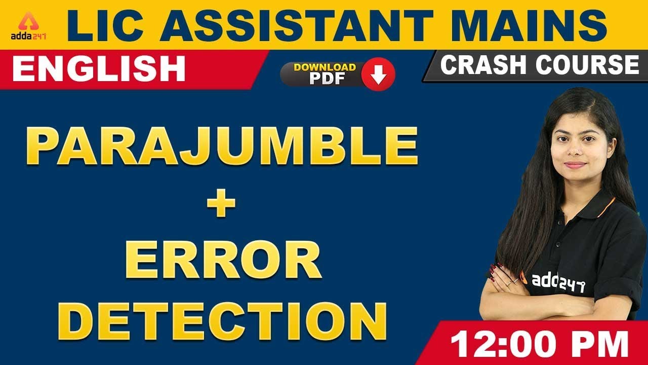 LIC Assistant Mains Preparation 2019 | English | Parajumble & Error Detection