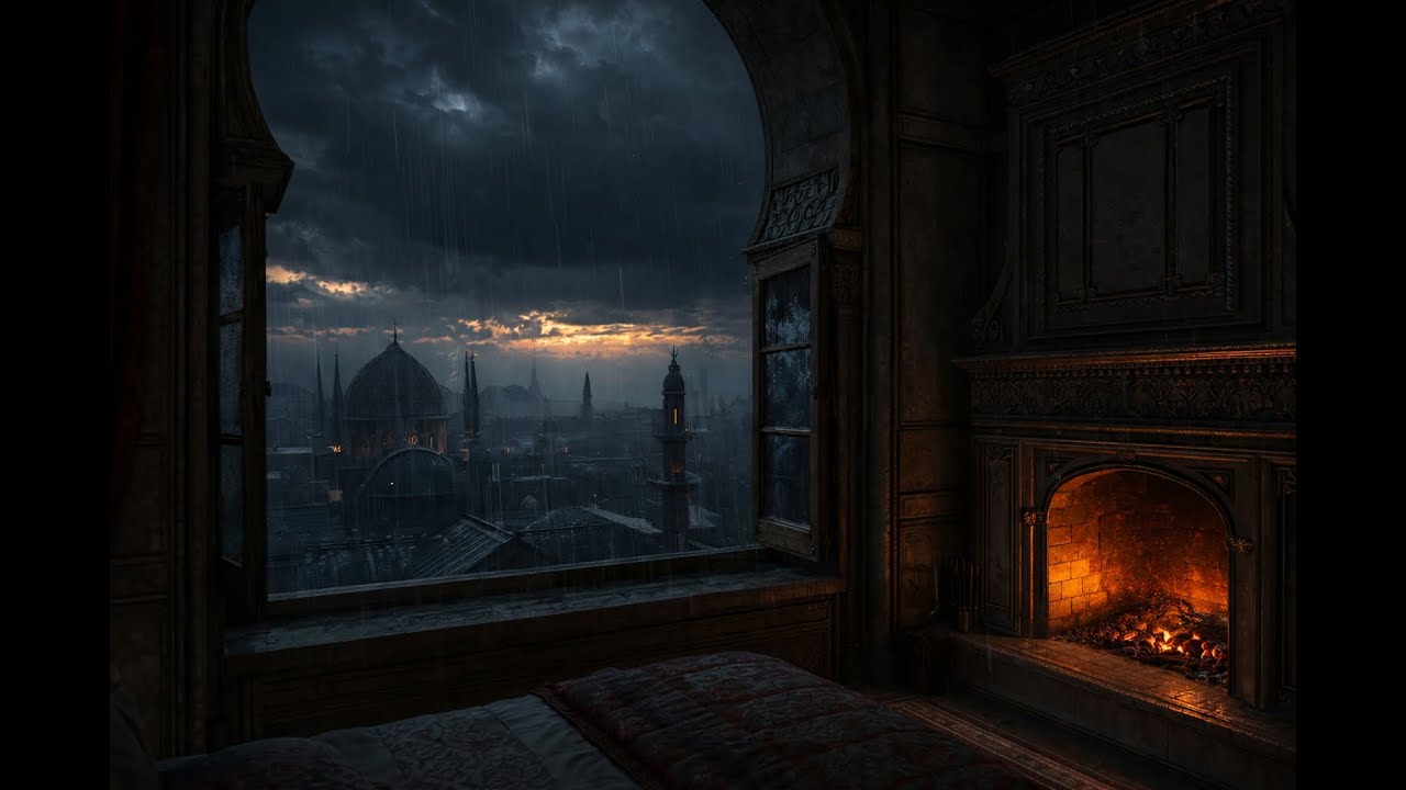 3 Hours of Soft Rain Sounds at a Medieval Sultan's Palace 🕌 | No Thunder | Deep Sleep & Focus