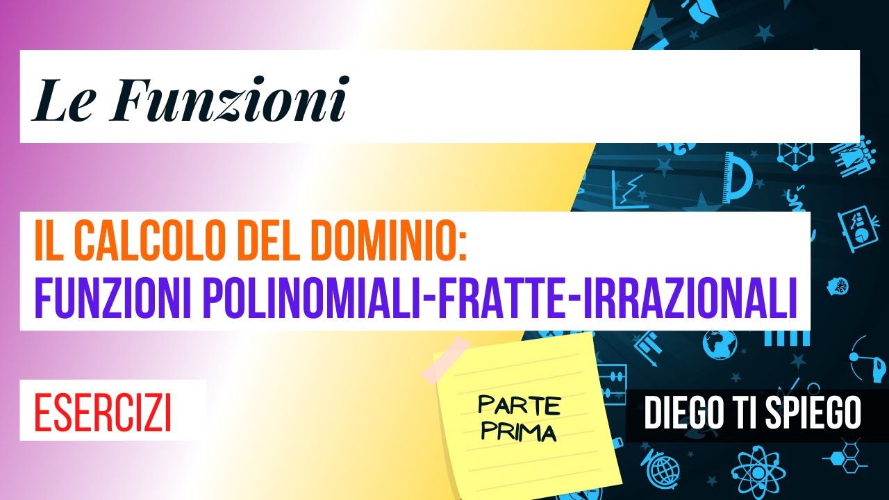 Il DOMINIO di una funzione:  POLINOMIALE- FRATTA- IRRAZIONALE (prima parte)