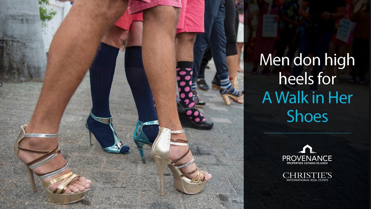 Men wear high heels for A Walk In Her Shoes