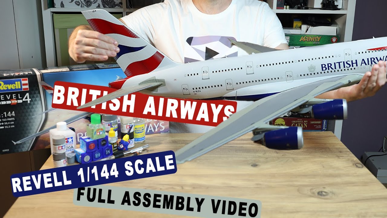Revell A380-800 British Airways | 1:144 scale | Full assembly video with interior lights