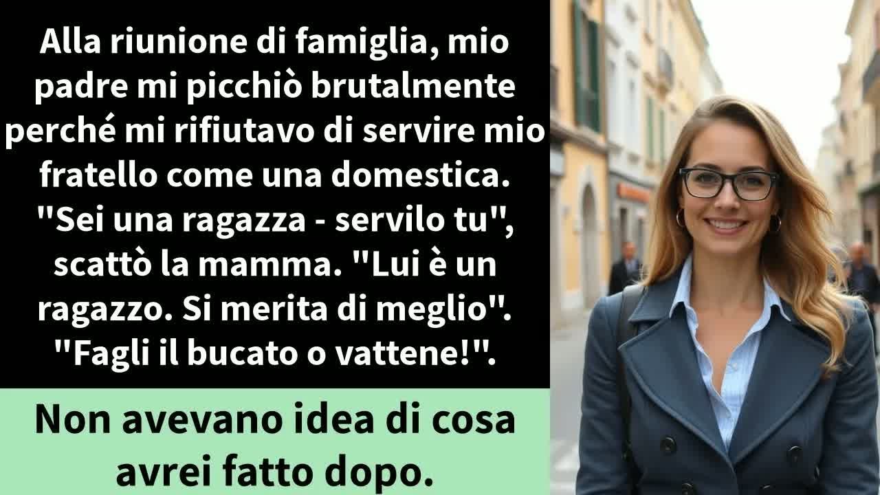 Alla riunione di famiglia, mio padre mi picchiò brutalmente perché mi rifiutavo di servire mio